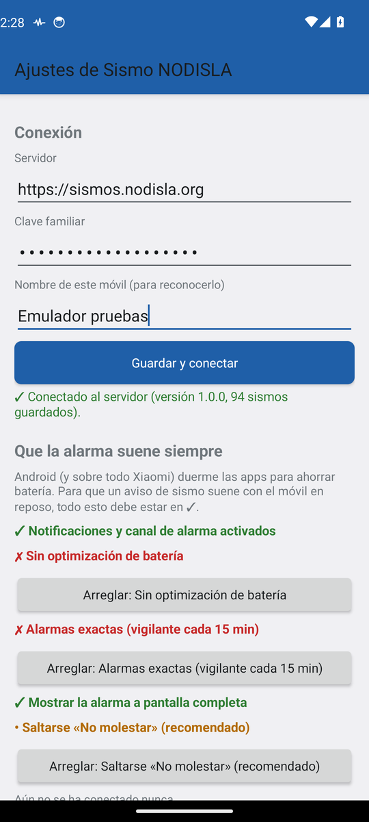 Ajustes de la app