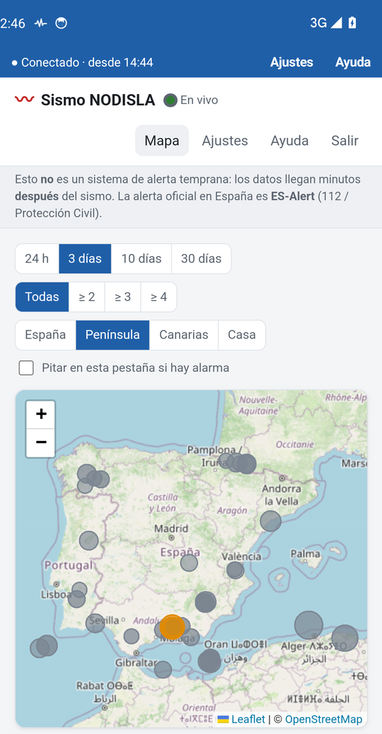 Pantalla principal de la app