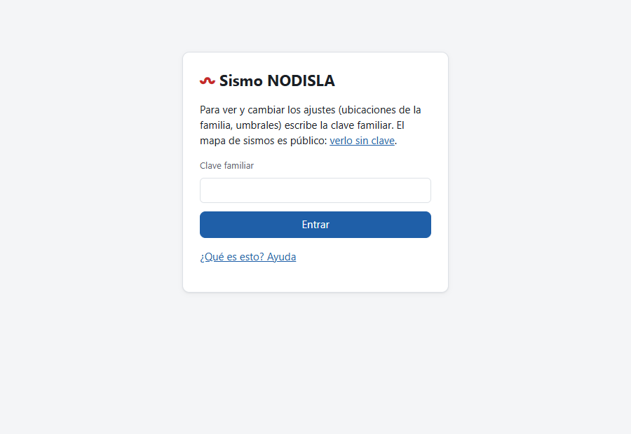Pantalla para entrar con la clave familiar